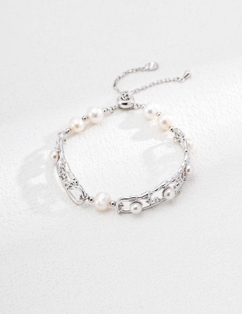 Elys Grace Line – 925 Silver Vintage Natural Pearl Bracelet