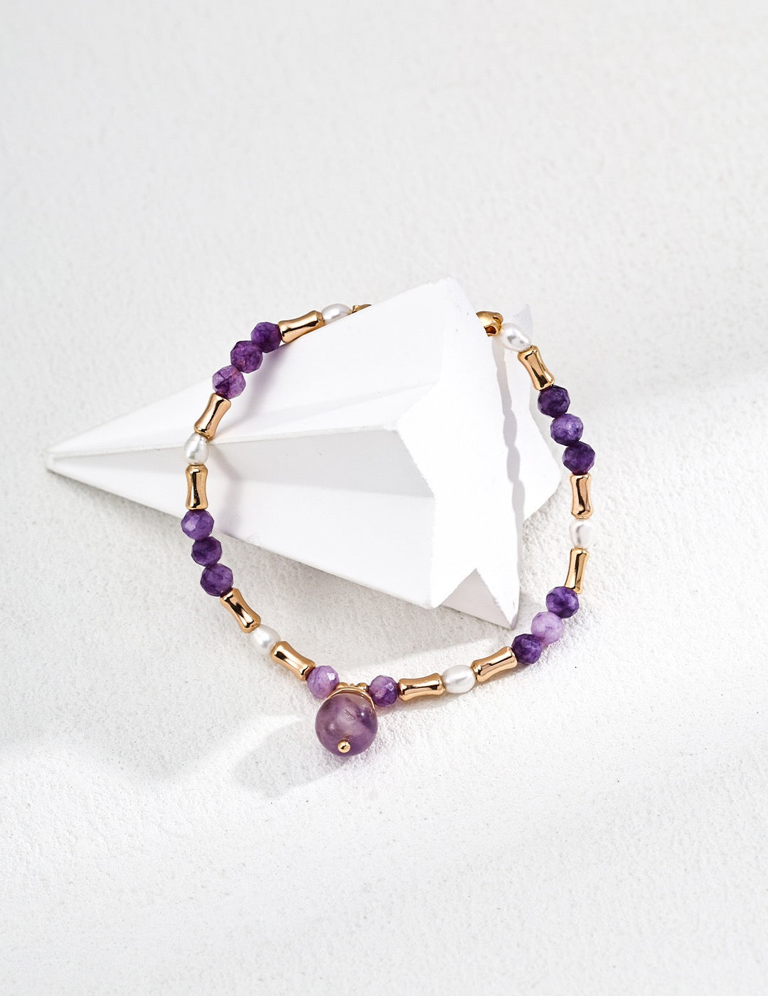 Elys Amethyst Whisper – S925 Silver Natural Pearl & Amethyst Bracelet