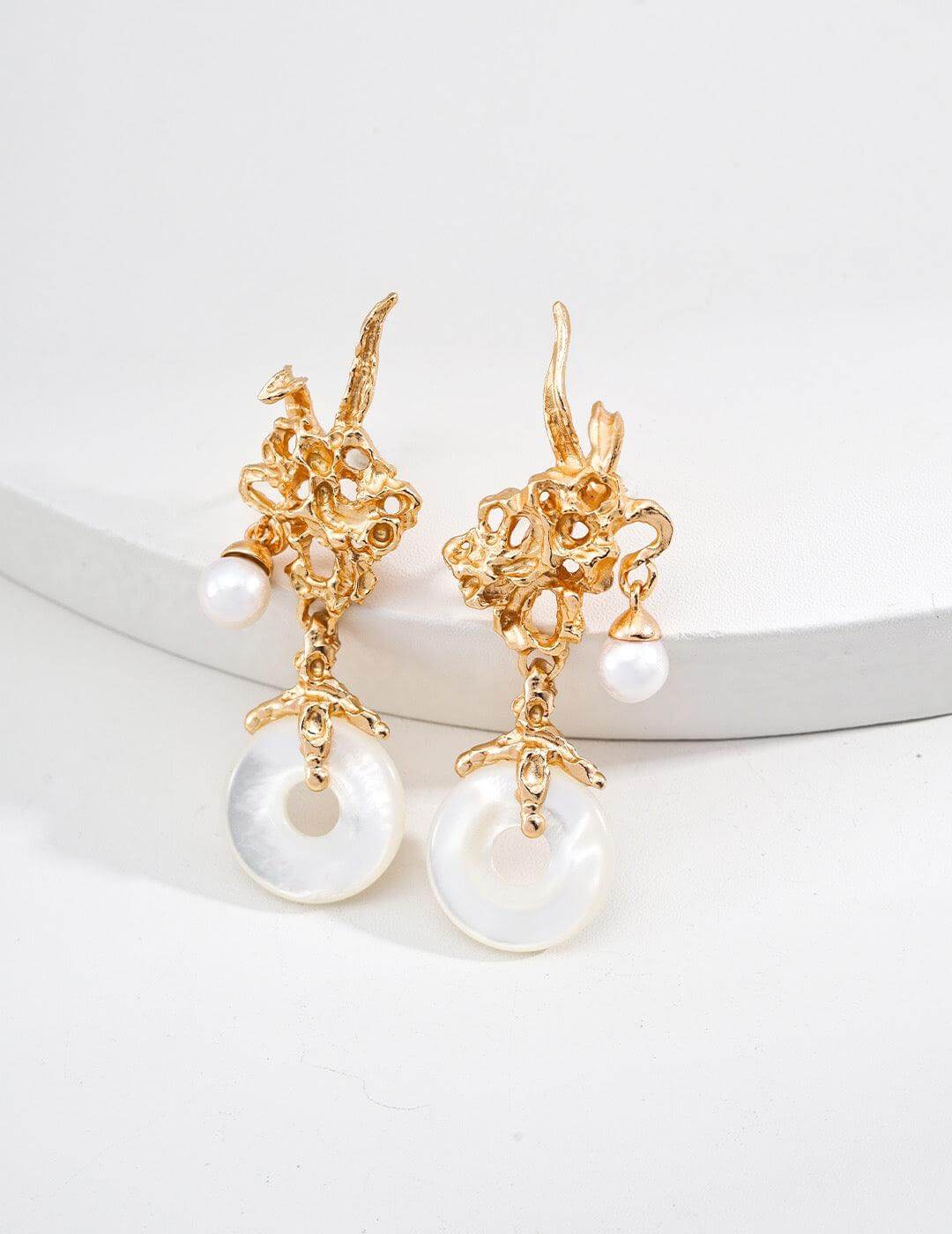 Elys Pearl Echo – 925 Silver Vintage Mother-of-Pearl Drop Earrings