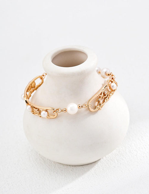 Elys Grace Line – 925 Silver Vintage Natural Pearl Bracelet